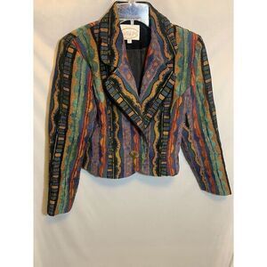 Women's SVintage Tapestry Multicolor Blazer 90s 80s  Rare‎ unique jacket